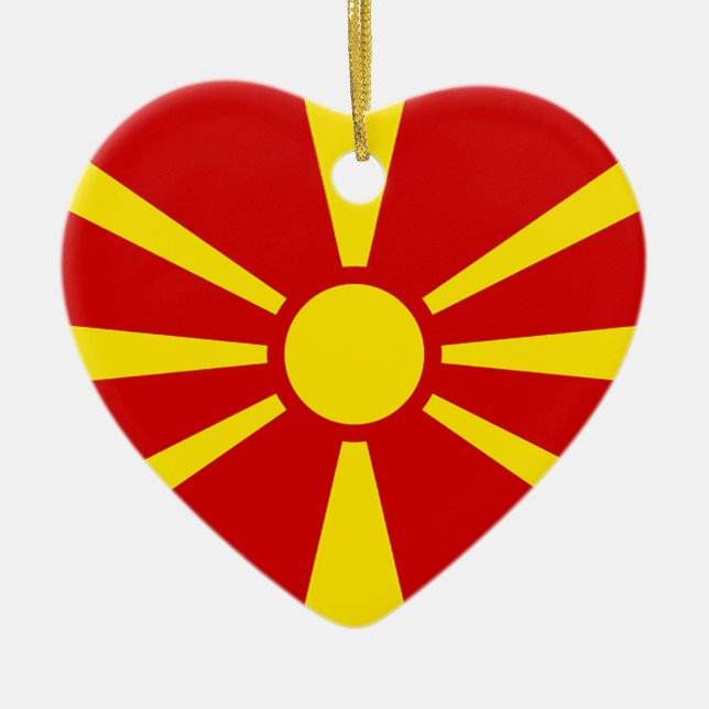 Flag of Republic of Macedonia Ceramic Ornament (Front)