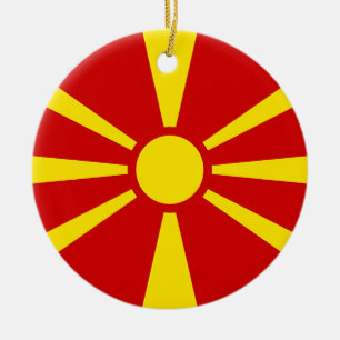 Flag of Republic of Macedonia Ceramic Tree Decoration