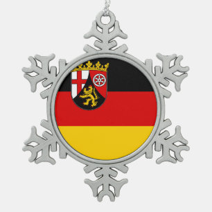 Flag of Rhineland-Palatinate Snowflake Pewter Christmas Ornament