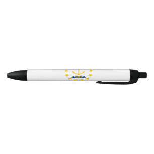 Flag of Rhode Island (US State) Black Ink Pen
