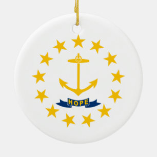 Flag of Rhode Island (US State) Ceramic Ornament