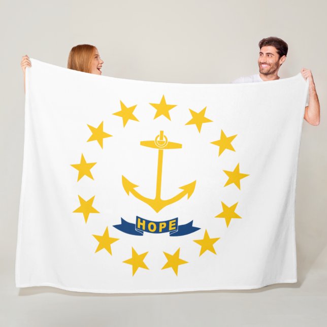 Flag of Rhode Island (US State) Fleece Blanket (In Situ)