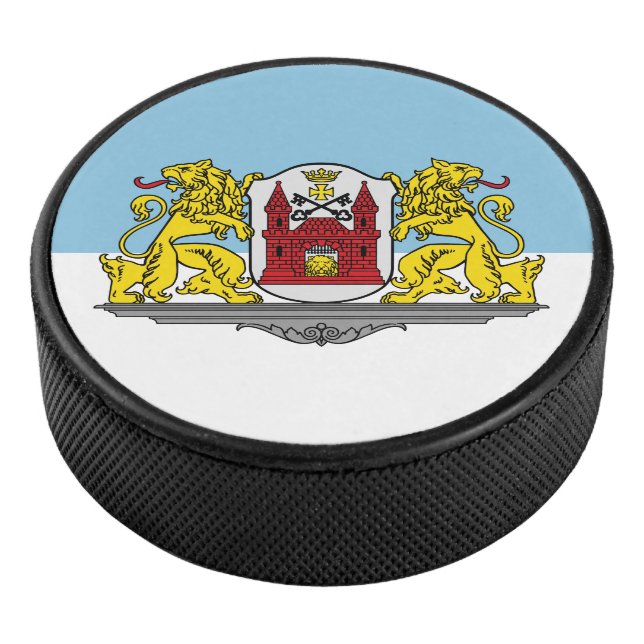Flag of Riga, Latvia Hockey Puck (3/4)