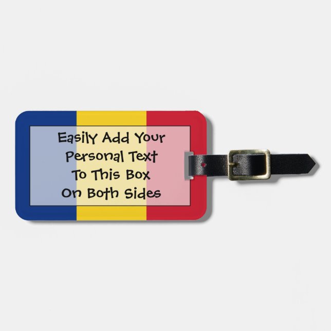Flag of Romania Easy ID Personal Luggage Tag (Front Horizontal)
