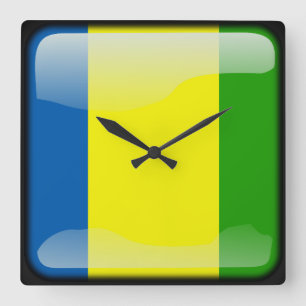 Flag of Saint Vincent and the Grenadines Square Wall Clock