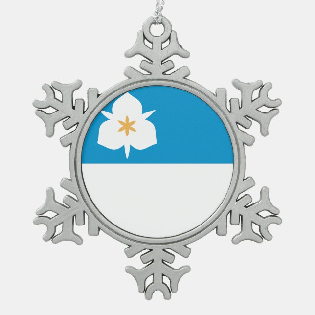 Flag of Salt Lake City, Utah Snowflake Pewter Christmas Ornament (Front)