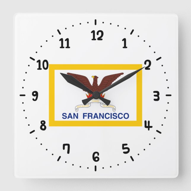Flag of San Francisco Square Wall Clock (Front)
