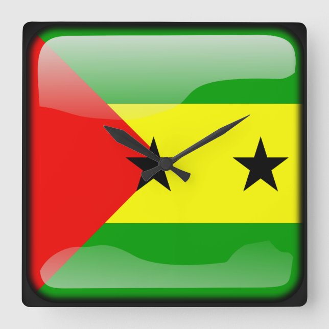 Flag of Sao Tome and Principe Square Wall Clock (Front)