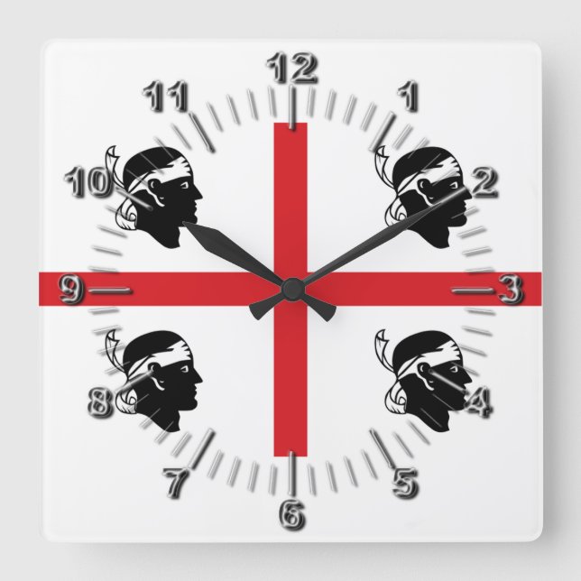 Flag of Sardegna (Italy)   Square Wall Clock (Front)
