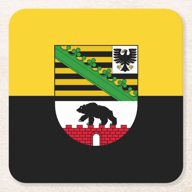 Flag of Saxony-Anhalt Square Paper Coaster (Front)