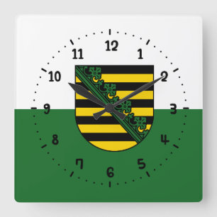 Flag of Saxony Square Wall Clock
