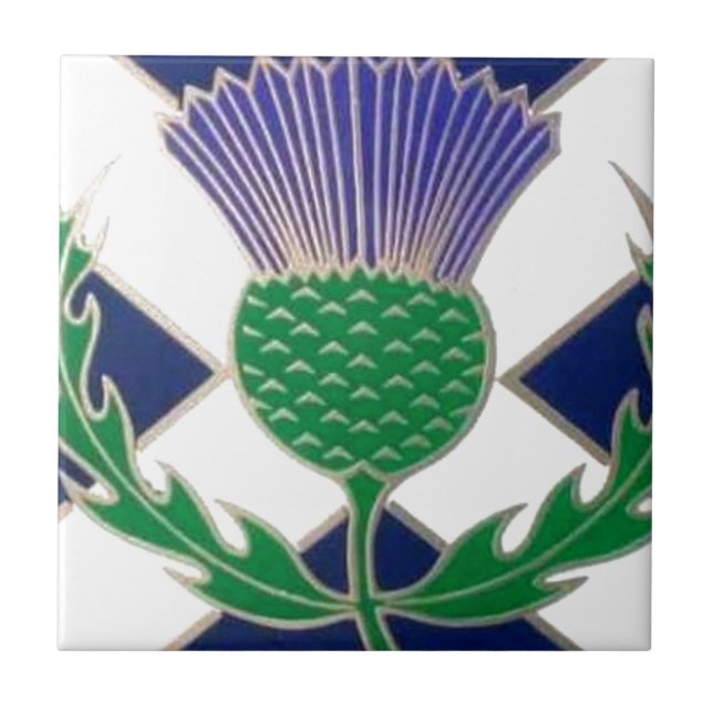 Flag of Scotland and Thistle Ceramic Tile (Front)