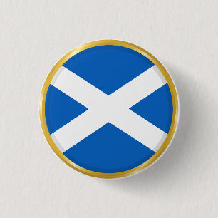 Flag of Scotland in Golden Circle 3 Cm Round Badge