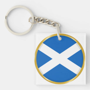 Flag of Scotland in Golden Circle Key Ring