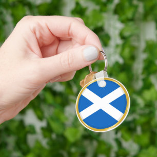 Flag of Scotland in Golden Circle Key Ring