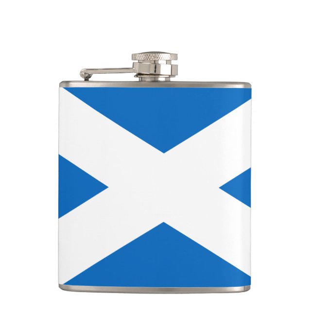Flag of Scotland Vinyl Wrapped Flask (Front)