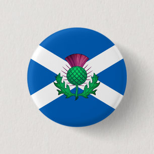 Flag of Scotland with Thistle superimposed 3 Cm Round Badge