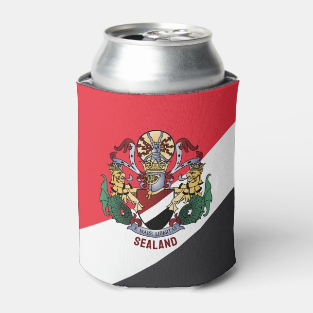 Flag of Sealand, with coat of arms superimposed Can Cooler (Can Front)