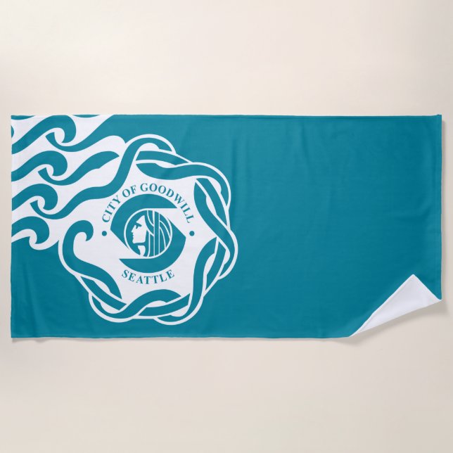 Flag of Seattle (Washington) Beach Towel (Front)