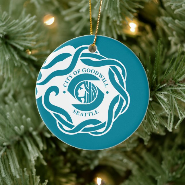 Flag of Seattle (Washington) Ceramic Ornament (Tree)