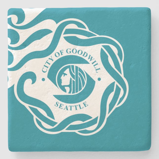 Flag of Seattle (Washington) Stone Coaster (Front)