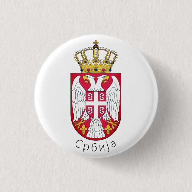 Flag of Serbia 3 Cm Round Badge (Front)