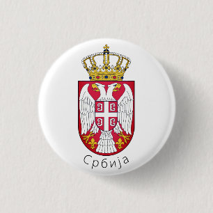 Flag of Serbia 3 Cm Round Badge
