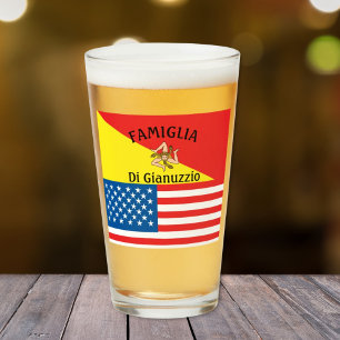 Flag of Sicily American Flag Glass
