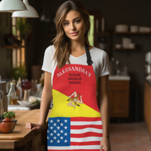 Flag of Sicily Flag of America Customised  Apron