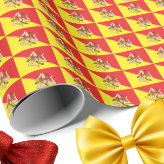 Flag of Sicily Repeat Print Trinacria  Wrapping Paper