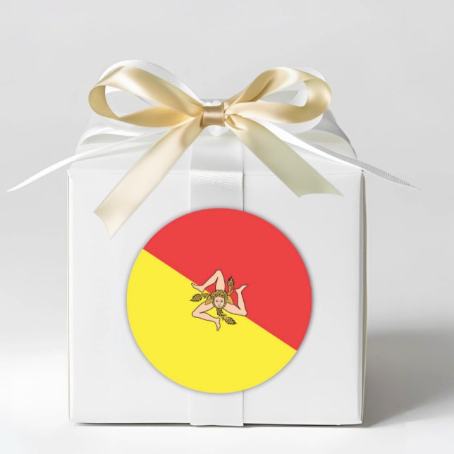 Flag of Sicily - Sicilian Envelope or Favor Classic Round Sticker (Flag of Sicily Envelope Seal or Favor Sticker - Italian Sicilian Parties and Events)