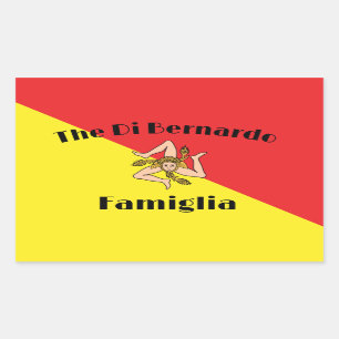 Flag of Sicily Sicilian Family Personalised Rectangular Sticker