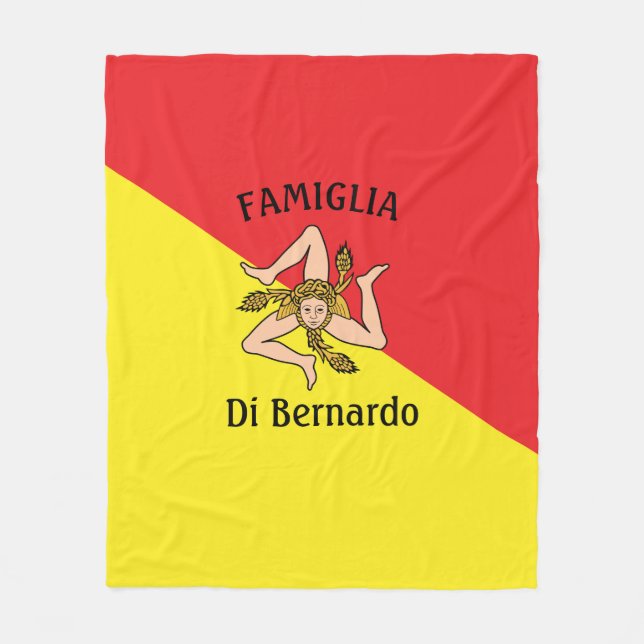 Flag of Sicily Sicilian Trinacria Fleece Blanket (Front)