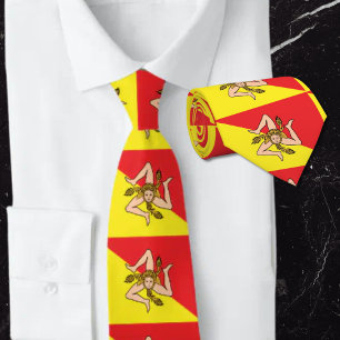 Flag of Sicily Trinacria Yellow & Red Tie