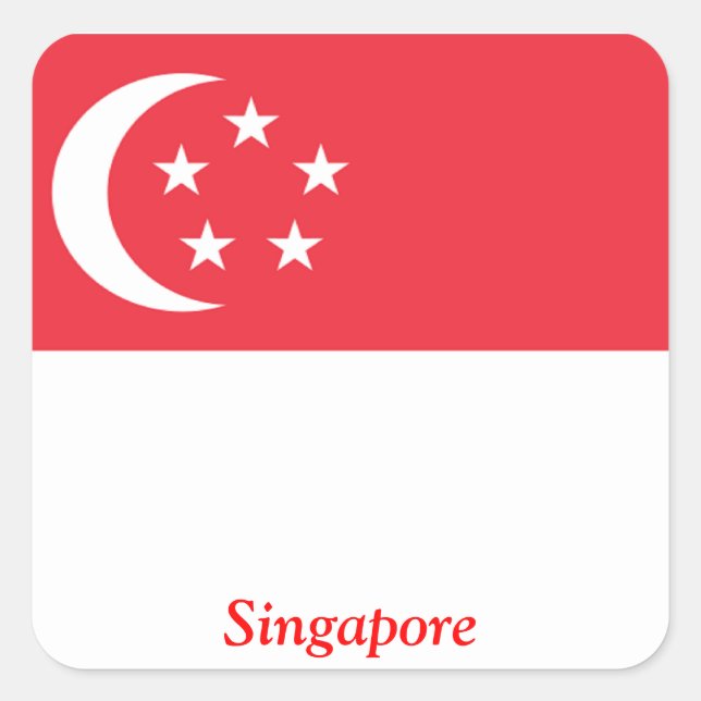 Flag of Singapore Square Sticker (Front)