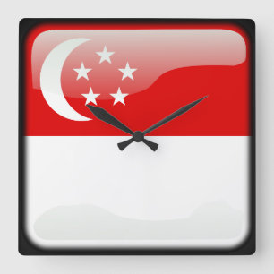 Flag of Singapore Square Wall Clock