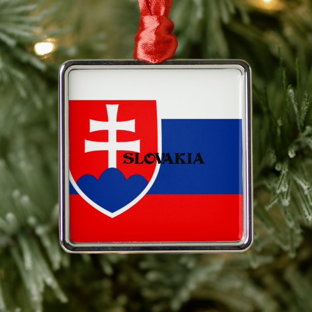 Flag of Slovakia Metal Ornament (Tree)