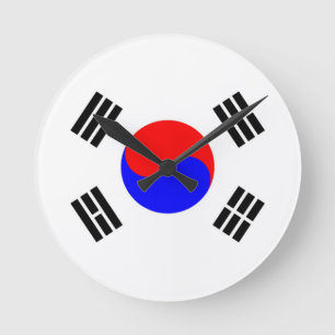 Flag of South Korea Round Clock