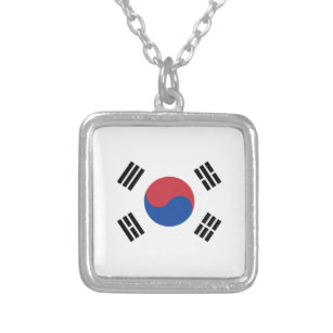 Flag of South Korea Silver Plated Necklace