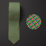 Flag of South Sudan Pattern Tie<br><div class="desc">Flag of South Sudan Pattern Necktie highlights the national colours of the country from a distance by employing a clever angled design. Upon closer inspection,  the seamless repeatable pattern of tiny flags showcases the country's national banner in an aesthetically pleasing way.</div>