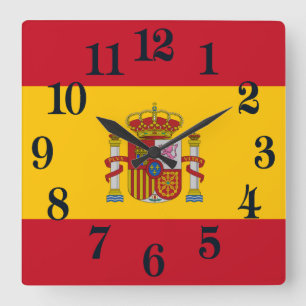 Flag of Spain - Bandera de Espana Square Wall Clock