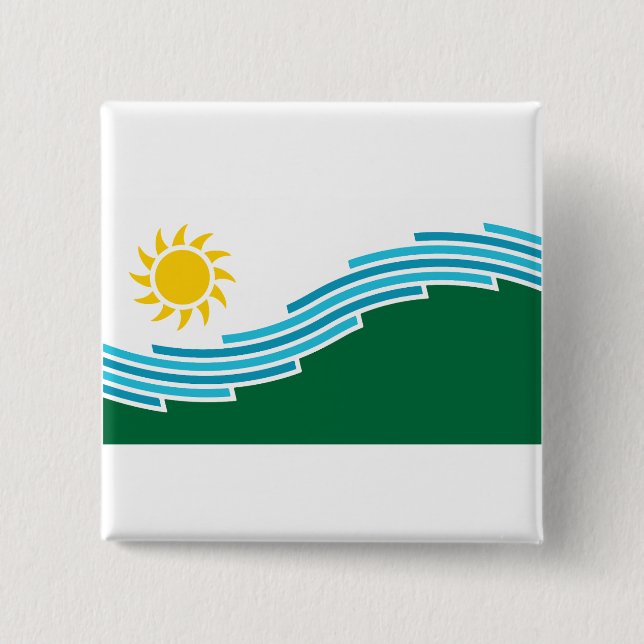Flag of Spokane, Washington 15 Cm Square Badge (Front)