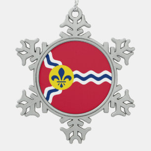 Flag of St. Louis, Missouri Snowflake Pewter Christmas Ornament