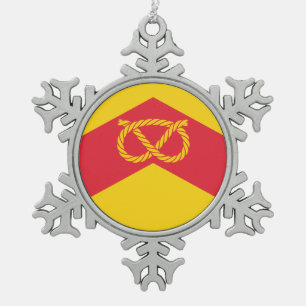 Flag of Staffordshire, Snowflake Pewter Christmas Ornament