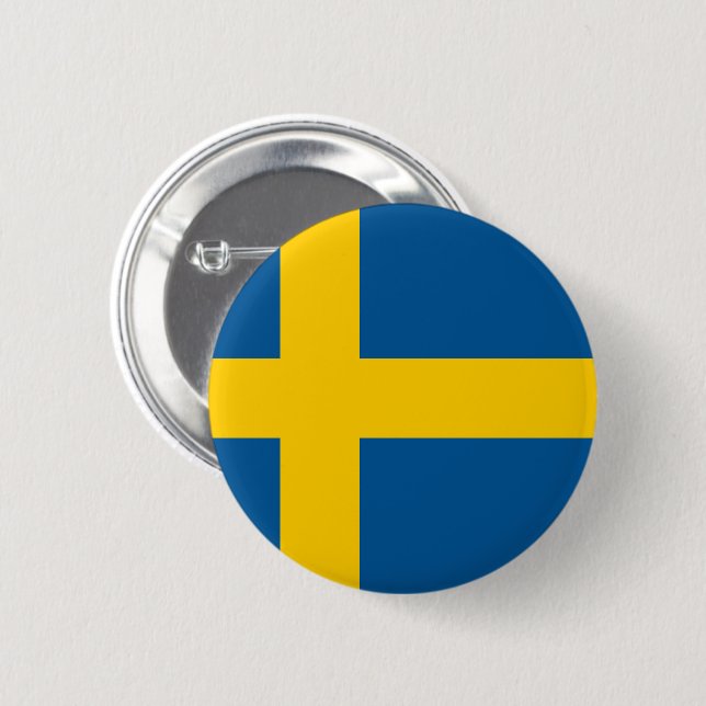 Flag of Sweden 6 Cm Round Badge (Front & Back)