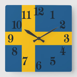 Flag of Sweden Square Wall Clock