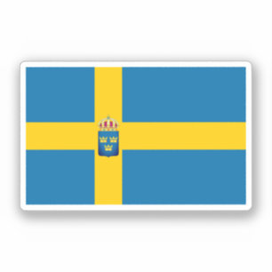 Flag of Sweden with Lesser coat of arms added