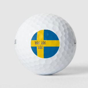Flag of Sweden with Three Crowns of Sweden added Golf Balls