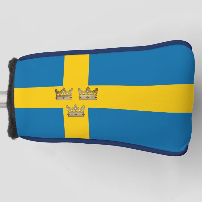 Flag of Sweden with Three Crowns of Sweden added Golf Head Cover (Front)