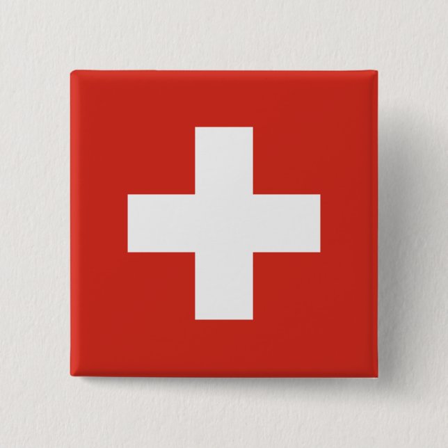 Flag of Switzerland 15 Cm Square Badge (Front)